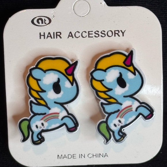Set of 2 Unicorn Hair Clips Yellow - Picture 2 of 6